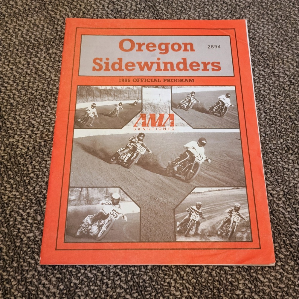Vintage 1986 Oregon Sidewinders Official Program AMA Sanctioned Racing Bubba